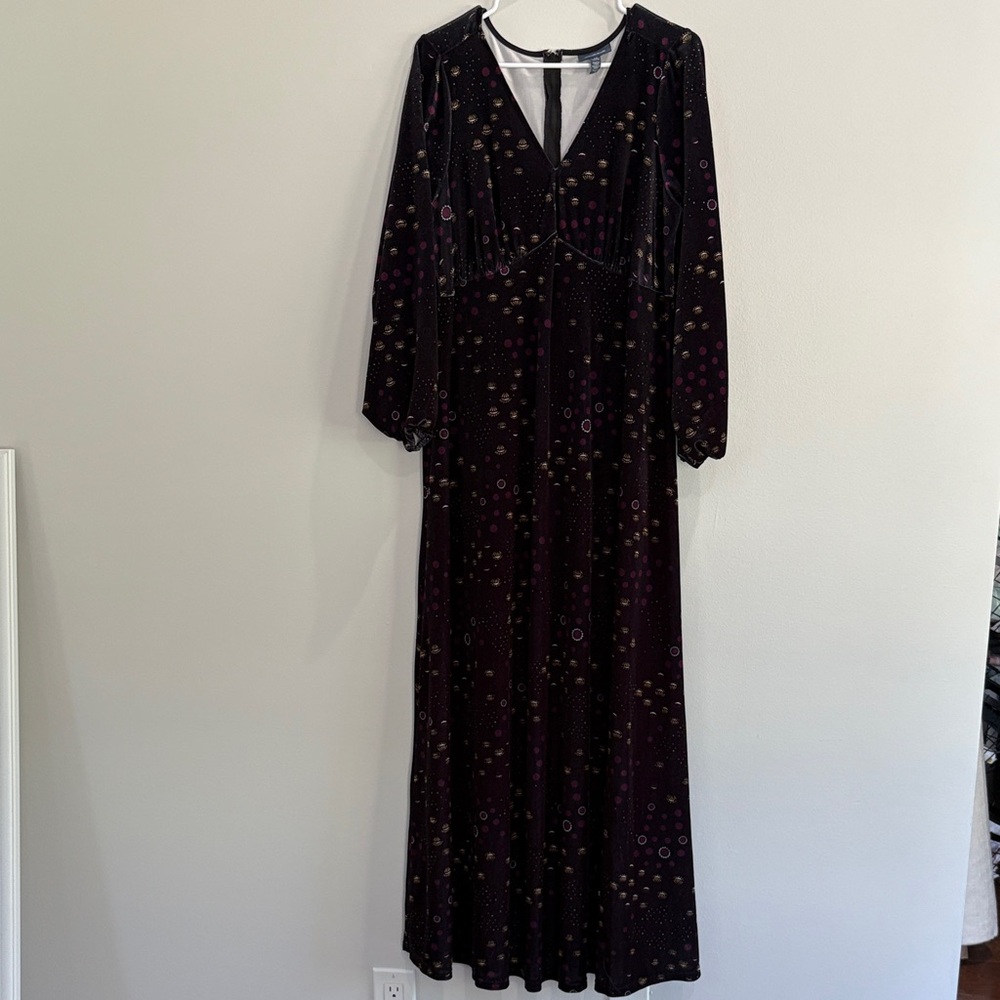 Modcloth Black and Purple Long Sleeve Dress